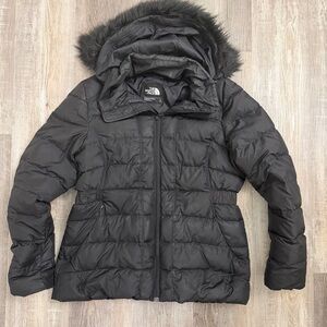 The North Face Women's Black Puffer Quilted Cinched Waist Winter Jacket-size LG